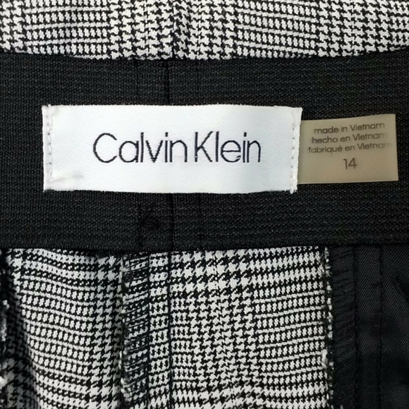 Calvin Klein Black White Plaid Pull-On Flat Front Stretch Ankle Pants Womens 14 - Picture 9 of 13